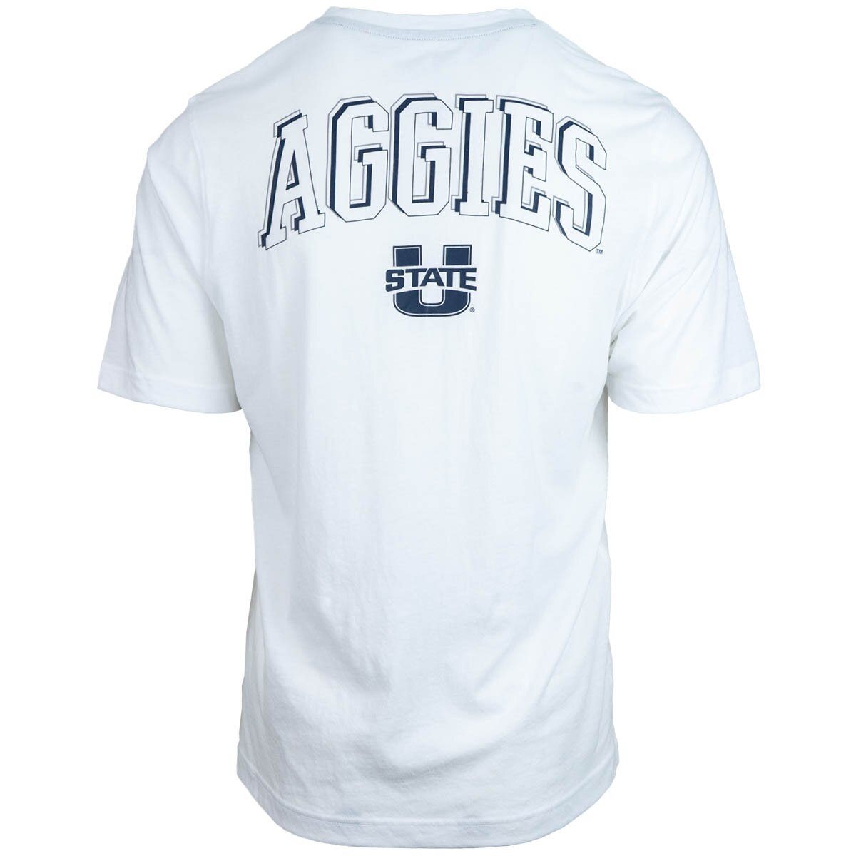 Men's utah state font and aggies on back white t-shirt